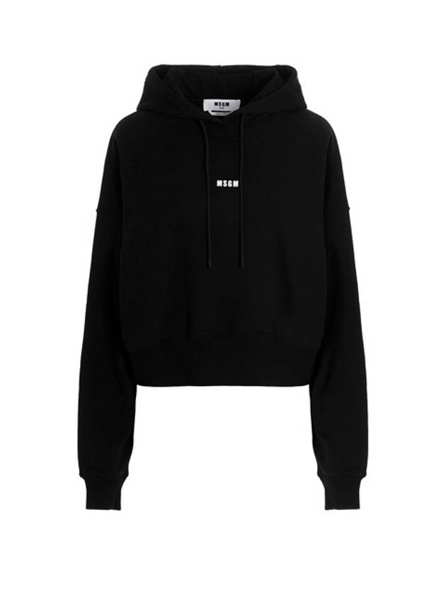 Micro Logo Print Cotton Hoodie Black - MSGM - BALAAN 2