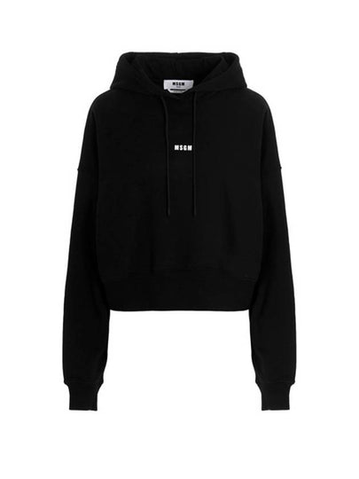 Micro Logo Print Cotton Hoodie Black - MSGM - BALAAN 2