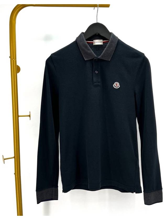 Logo long sleeve collar tie navy size S - MONCLER - BALAAN 1