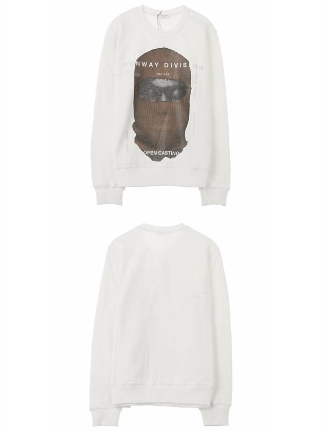 19FW NCW19242 081 Kanye Mask Printing Crew Neck White Camel Men’s Sweatshirt TR - IH NOM UH NIT - BALAAN 5