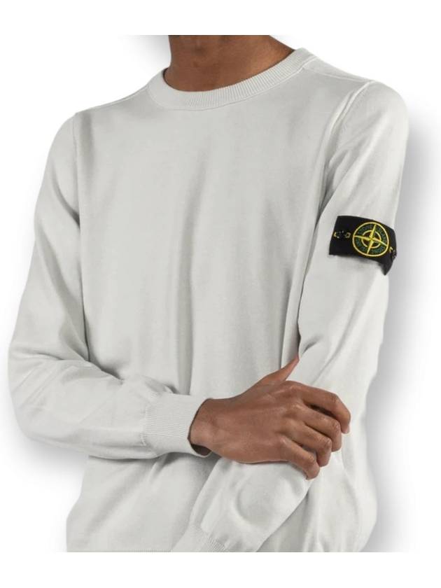 Logo wafan round neck knit white 761562160 V0020 - STONE ISLAND - BALAAN 3