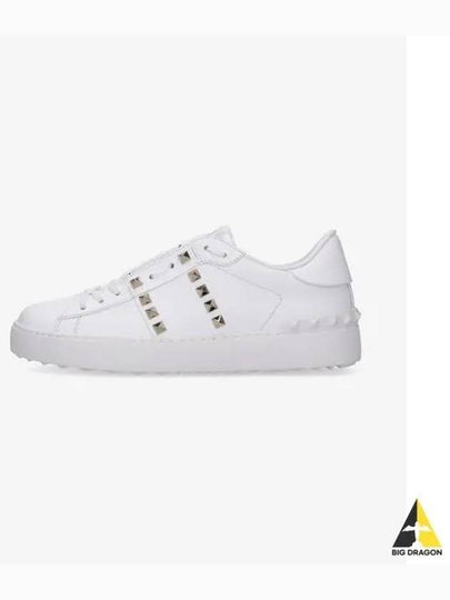 Rockstud Untitled Leather Low Top Sneakers White - VALENTINO - BALAAN 2