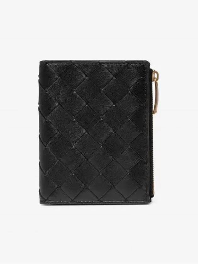 Intrecciato Zipper Bifold Half Wallet Black - BOTTEGA VENETA - BALAAN 2