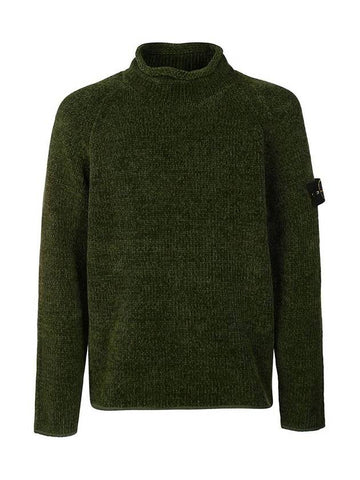 Logo Patch Round Neck Knit Top Green - STONE ISLAND - BALAAN 1