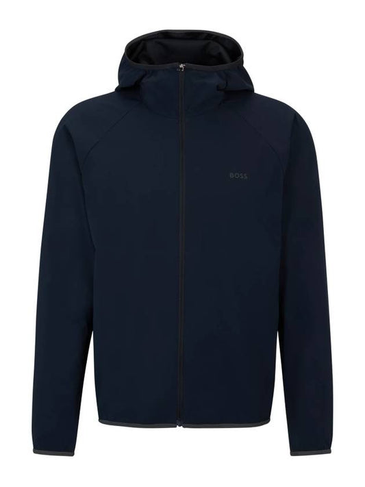 Slim Fit Waterproof Fabric Zip-Up Jacket Navy - HUGO BOSS - BALAAN 1