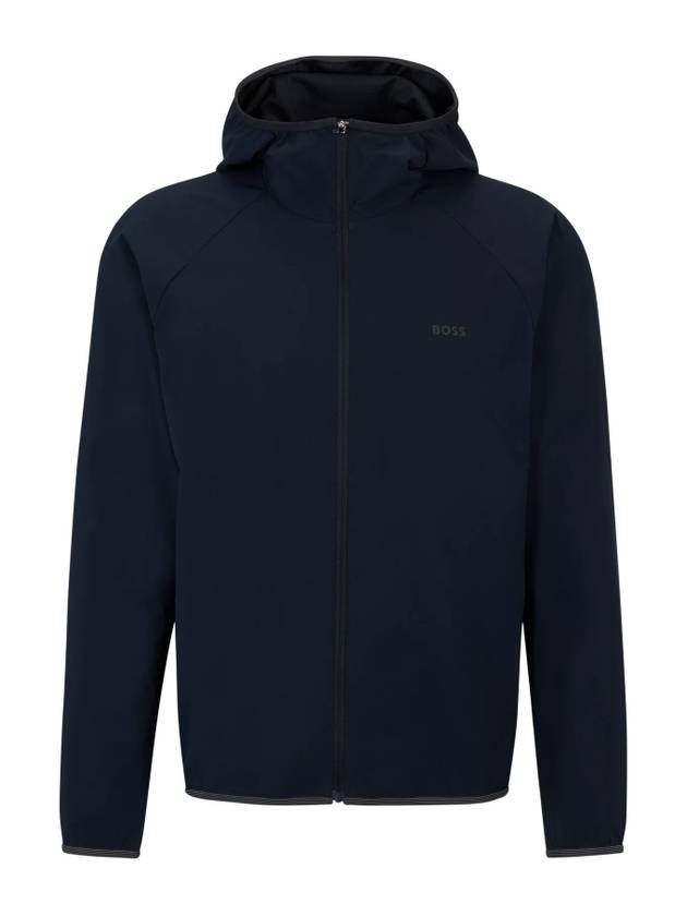 Slim Fit Waterproof Fabric Zip-Up Jacket Navy - HUGO BOSS - BALAAN 1