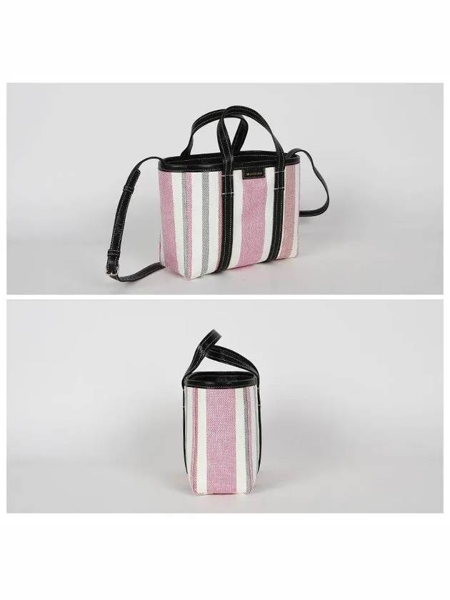 Barbes East West Raffia Striped Shopper Tote Bag Pink - BALENCIAGA - BALAAN 5