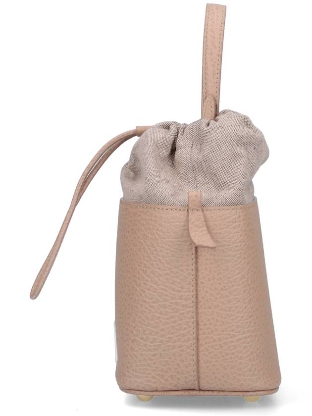 5AC Number Logo Texture Leather Bucket Bag Beige - MAISON MARGIELA - BALAAN 6