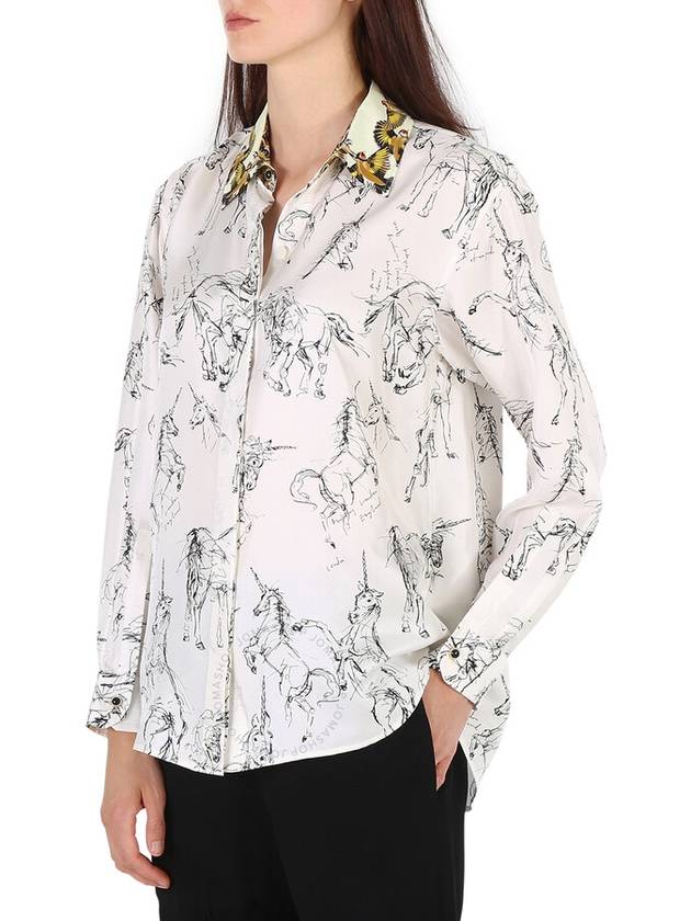 Burberry Ladies White / Black Ruka Unicorn Sketch Print Shirt, Brand Size 8 (US Size 6) - BURBERRY - BALAAN 3