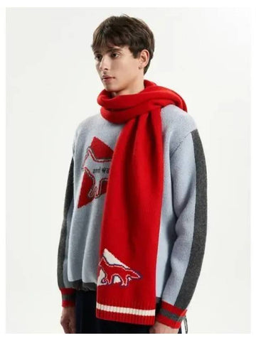 And Wonder MK Unisex Knit Shawl Muffler Red Domestic Product - MAISON KITSUNE - BALAAN 1