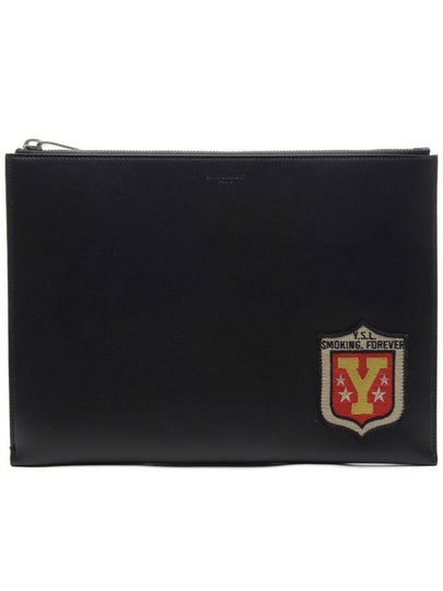 Y Shield Patch Clutch Bag Black - SAINT LAURENT - BALAAN 2