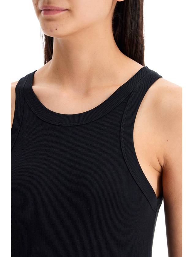 Women's Curved Ribbed Cotton Sleeveless Black - TOTEME - BALAAN 5