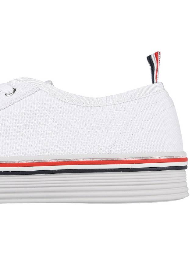 Striped Trim Lace-up Low Top Sneakers White - THOM BROWNE - BALAAN 7