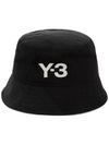 Embroidered Logo Bucket Hat Black - Y-3 - BALAAN 1