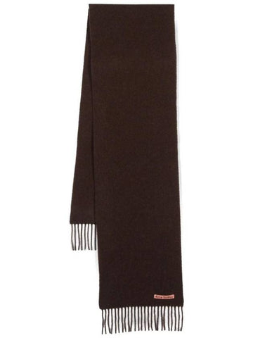 Wool Fringe Muffler Brown Melange - ACNE STUDIOS - BALAAN 1