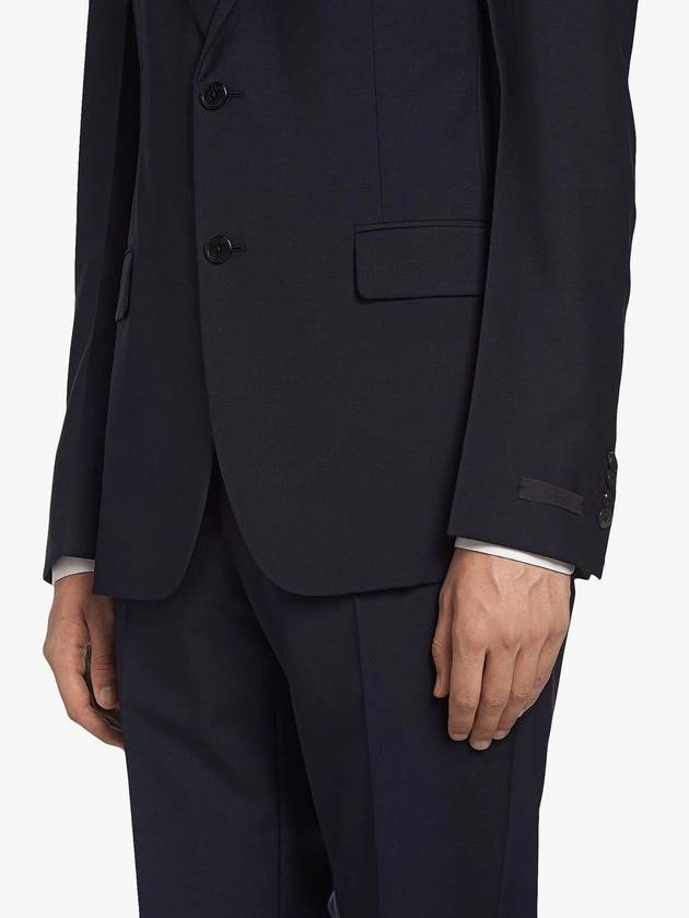 Wool Mohair Single Breasted Suit Navy - PRADA - BALAAN 6