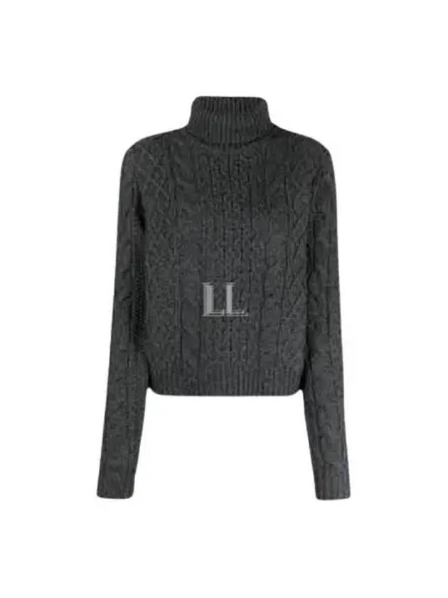 Lappole Wool Cable Knit Turtleneck Charcoal - S MAX MARA - BALAAN 2