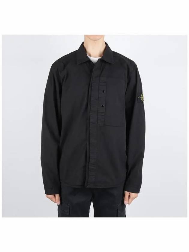 Supima Cotton Twill Over Long Sleeve Shirt Black - STONE ISLAND - BALAAN 3