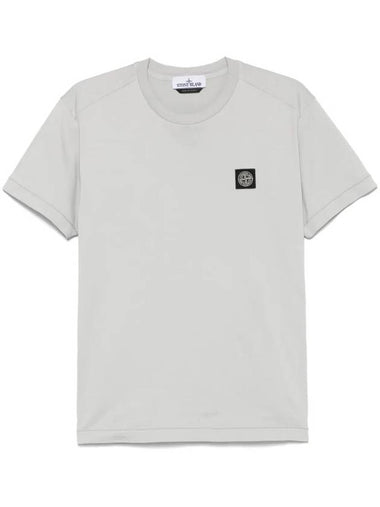 Logo Patch Short Sleeve T-Shirt Grey - STONE ISLAND - BALAAN 1