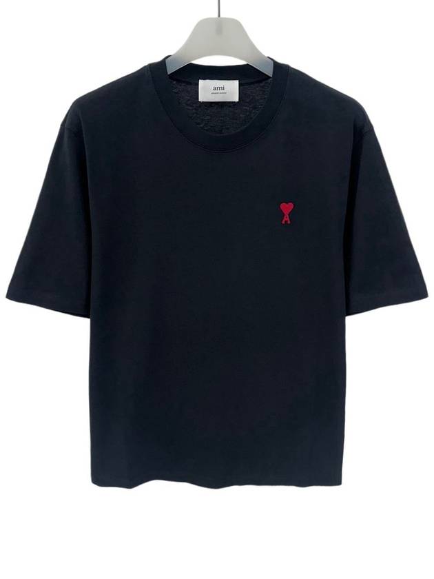 Small Heart Logo Boxy Fit Short Sleeve T-Shirt Black - AMI - BALAAN 2