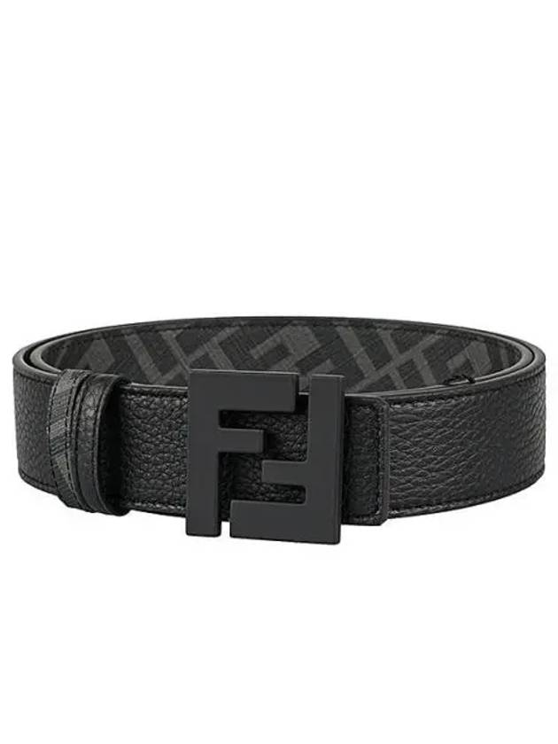 Men's Logo Double Sided Casual Leather Belt Black - FENDI - BALAAN 2