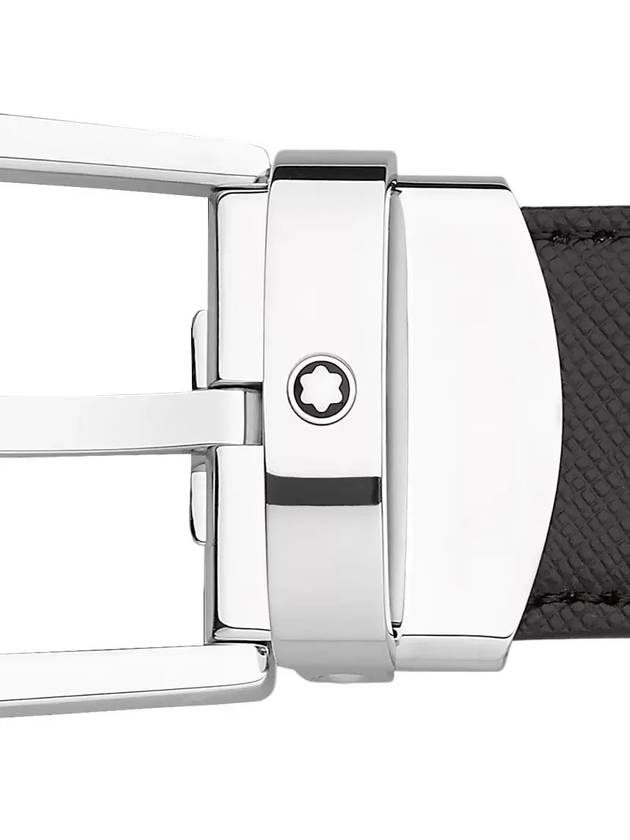 Horseshoe Buckle Reversible Leather Belt Black Brown - MONTBLANC - BALAAN 4