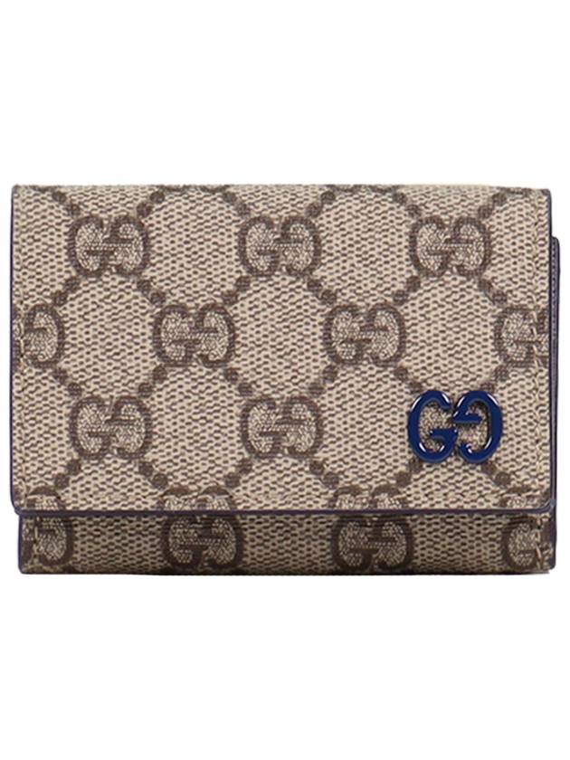 GG Supreme Canvas Mini Half Wallet Beige Blue - GUCCI - BALAAN 2