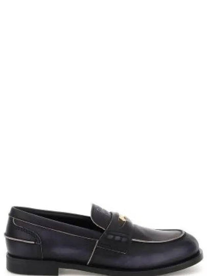 Vintage Effect Leather Penny Loafers Black - MIU MIU - BALAAN 2