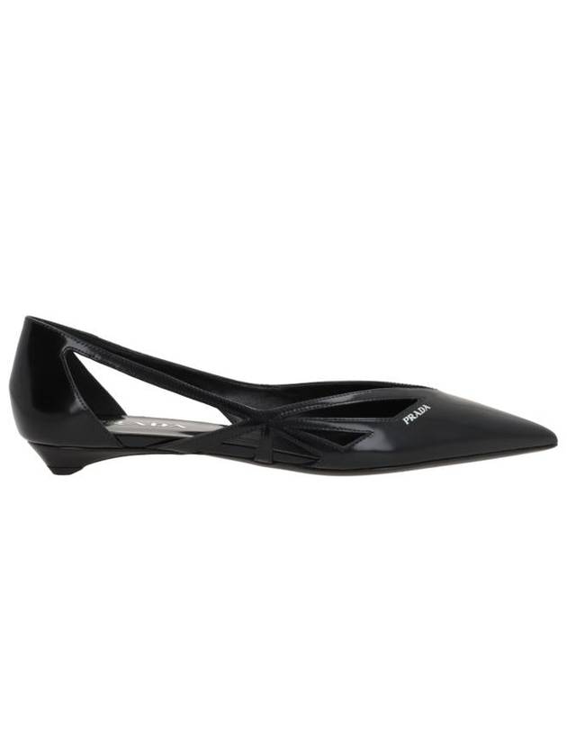 Cut out Brushed Leather Ballerina Black - PRADA - BALAAN 3