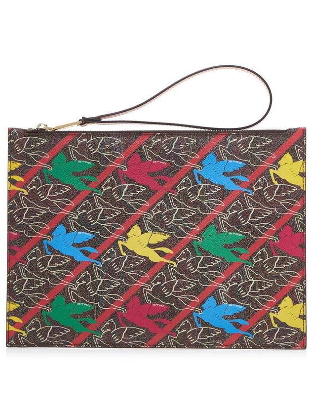 Paisley Pegasus Strap Clutch Bag Brown Blue Yellow - ETRO - BALAAN 2