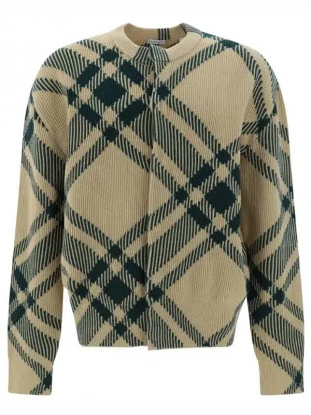 Check Pattern Intarsia Knit Cardigan Green - BURBERRY - BALAAN 2