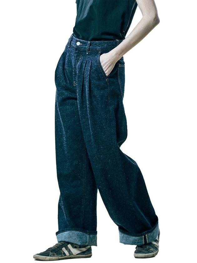 Women's Nef Selvage Two-Tuck Wide Jeans Navy - PHILOGRAM - BALAAN 2