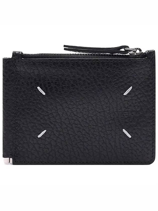 Stitch Leather Zipper Card Wallet Black - MAISON MARGIELA - BALAAN 2