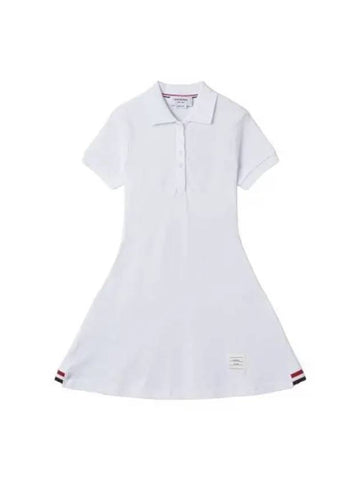 Pique rib gusset tennis dress white - THOM BROWNE - BALAAN 1
