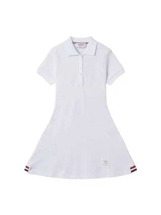 Pique rib gusset tennis dress white - THOM BROWNE - BALAAN 1