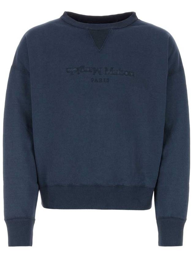 Reverse Logo Crew Neck Cotton Sweatshirt Blue - MAISON MARGIELA - BALAAN 2