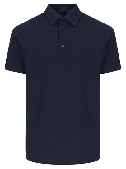 Men's Cotton Short Sleeve Polo Shirt Navy - LORO PIANA - BALAAN 2