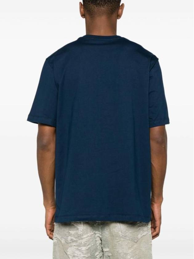 Logo Print Cotton Short Sleeve T-Shirt Navy - MSGM - BALAAN 4