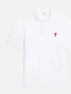 Small Heart Logo Polo Shirt White - AMI - BALAAN 2