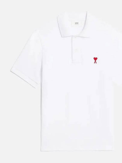 Small Heart Logo Polo Shirt White - AMI - BALAAN 2