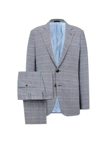 Men s glen check wool single suit navy 271009 - GIORGIO ARMANI - BALAAN 1