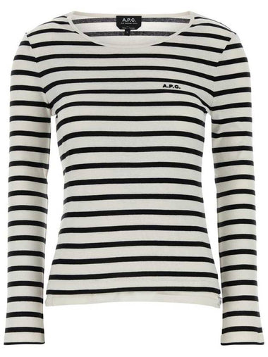 Logo Striped Long Sleeve T-Shirt Black White - A.P.C. - BALAAN 1