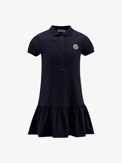 Kids Logo Patch Pleated Polo Dress Dark Navy - MONCLER - BALAAN 2