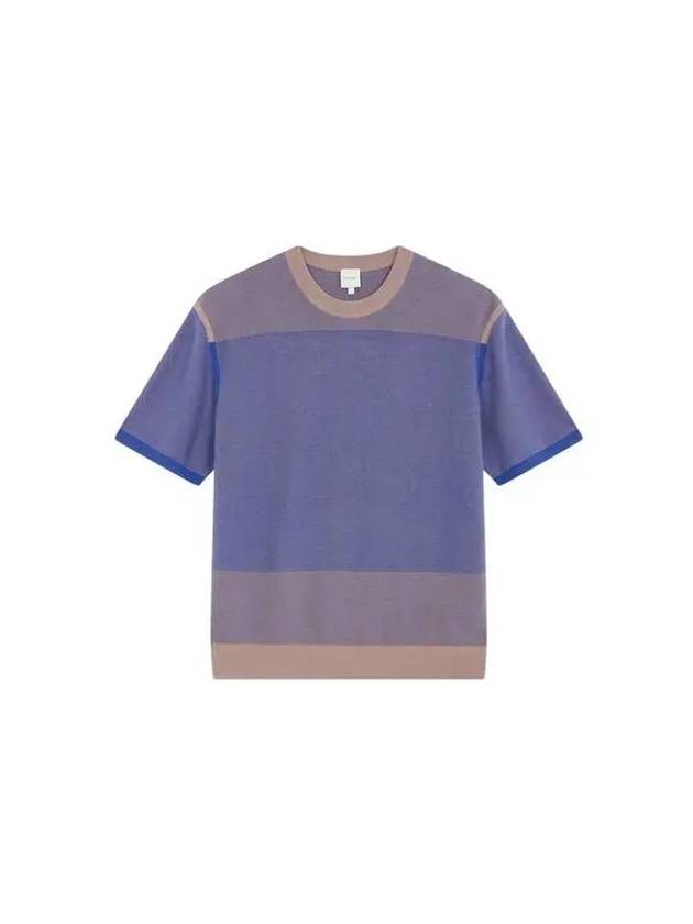 Tone on color combination crew neck knit blue 270393 - PAUL SMITH - BALAAN 1