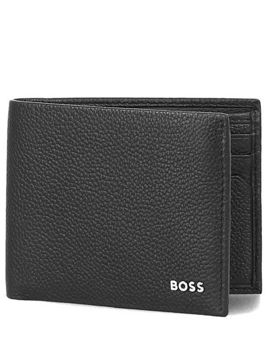 Highway Logo Grain Leather Half Wallet Black - HUGO BOSS - BALAAN 1