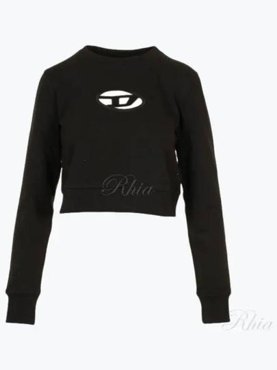 F Slimmy Cutout Logo Crop Sweatshirt Black - DIESEL - BALAAN 2