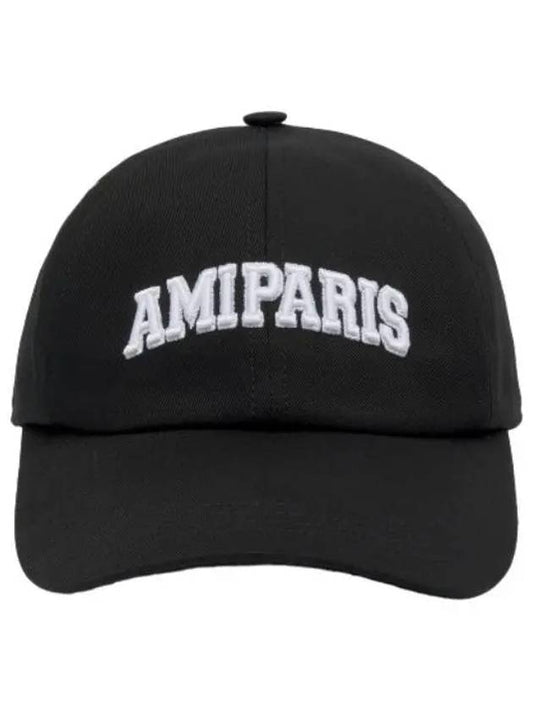 Logo Embroidered Ball Cap Black Hat - AMI - BALAAN 1