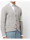 Aran Cable Diagonal Cardigan Grey - THOM BROWNE - BALAAN 4