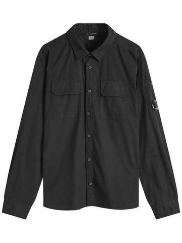 Men's Lens Wappen Long Sleeve Shirt Black - CP COMPANY - BALAAN 1