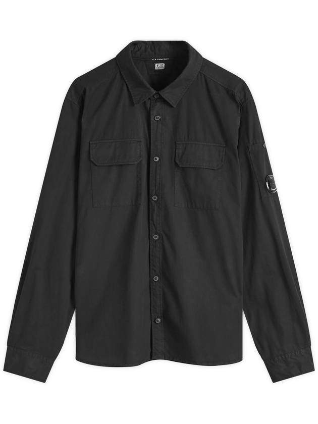 Organic Gabardine Lens Long Sleeve Shirt Black - CP COMPANY - BALAAN 1